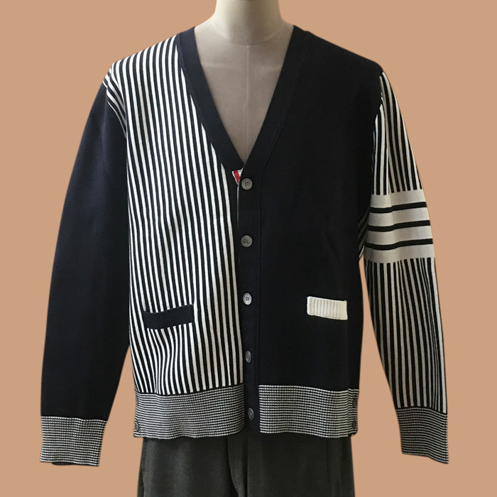 トムブラウン メンズ Vネック ネイビー カーディガン -  - thom0644x