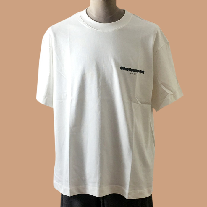バレンシアガ ユニセックス クルーネック ホワイト 半袖Tシャツ -