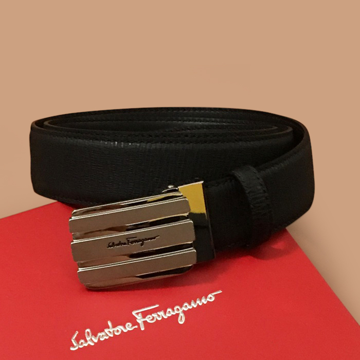 フェラガモ メンズ レザー コンスタンス ベルト (ブラック)