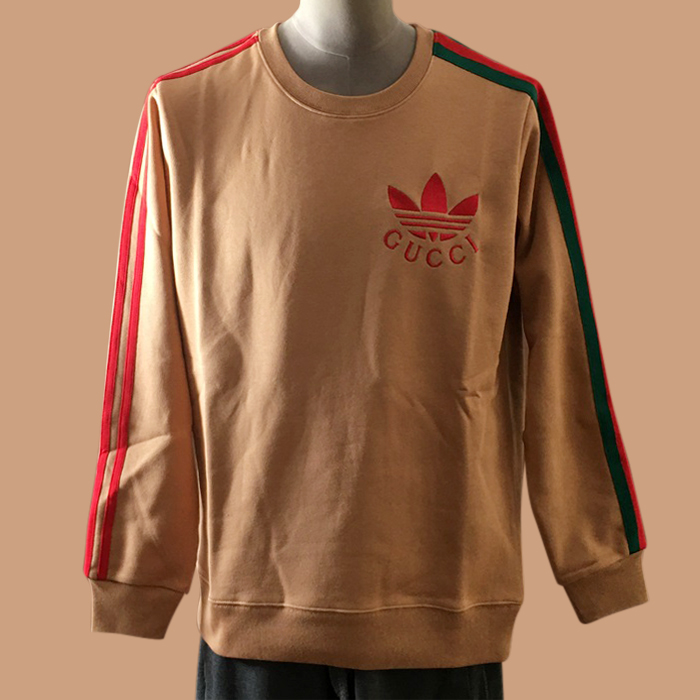 グッチ&アディダスメンズ LOGO  スウェット ブラウン