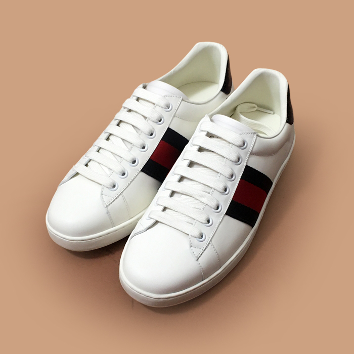 グッチメンズレザースニーカーホワイト