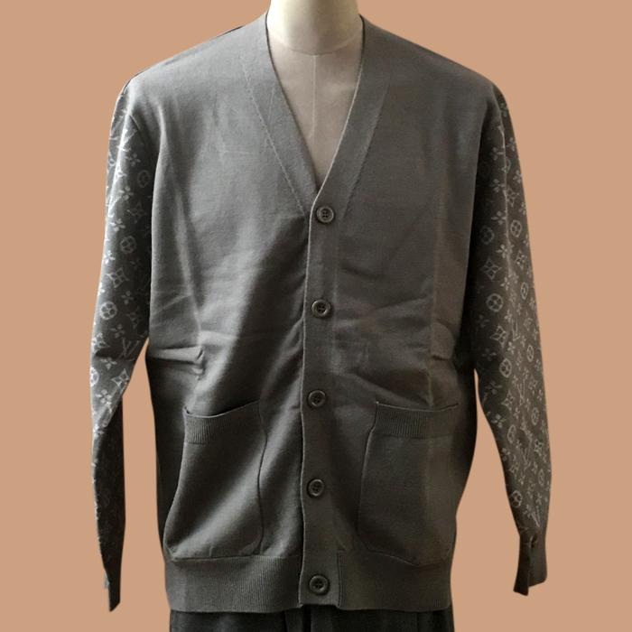 ルイヴィトン メンズ グレー Vネック カーディガン -  Gray  - lv124x