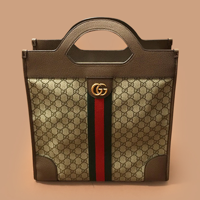 グッチ LOGO トートショルダーバッグ 42cm,ブラウン