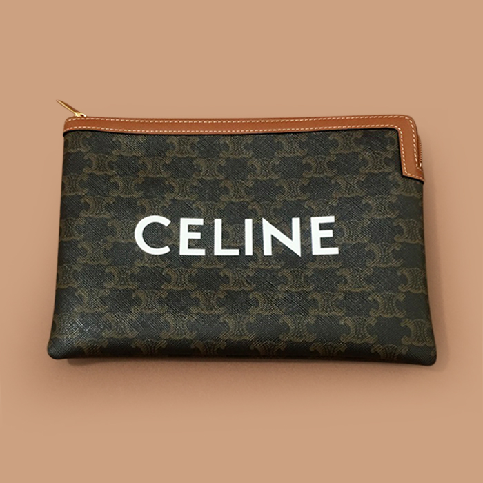 セリーヌ LOGOレザーブラック ユニセックス クラッチバッグ ,28cm