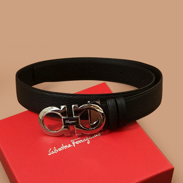 フェラガモ メンズ レザー コンスタンス ベルト (ブラック)