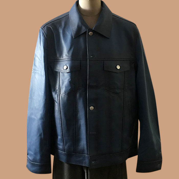 ベルルッティ メンズ ブルー レザージャケット -  - ber0146x