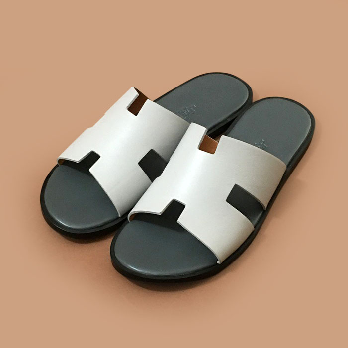 エルメスメンズレザースリッパホワイト