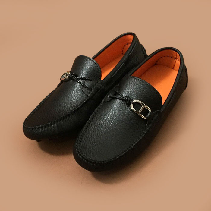 エルメスメンズ レザーローファーブラック