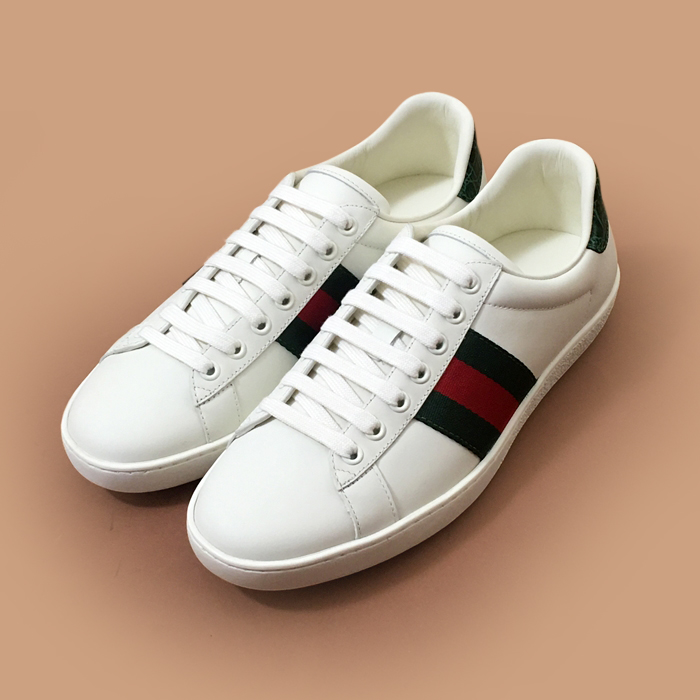 グッチ メンズ クラシック ホワイト スニーカー - White 