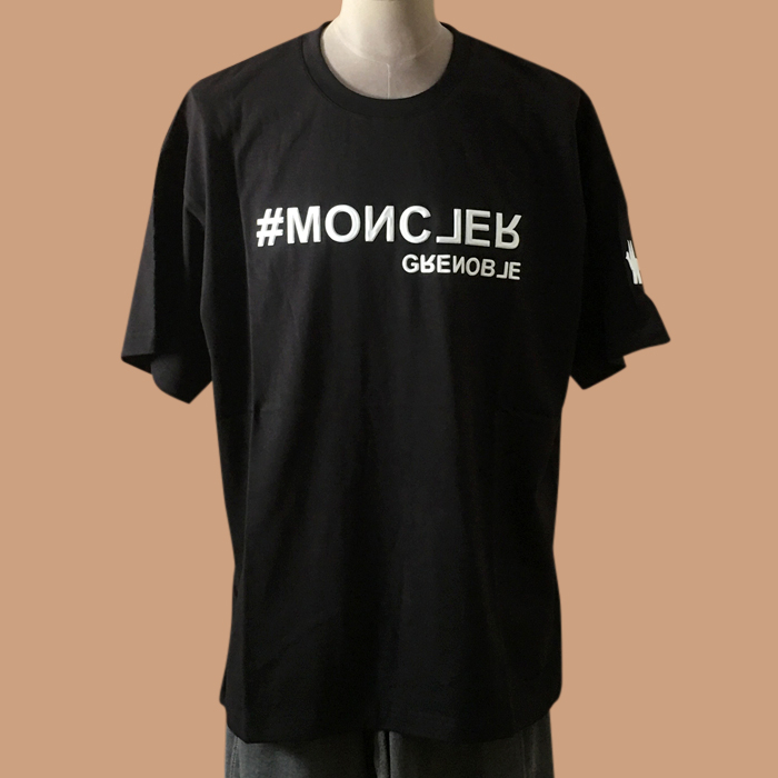 モンクレール ユニセックス クルーネック ブラック 半袖Tシャツ - 