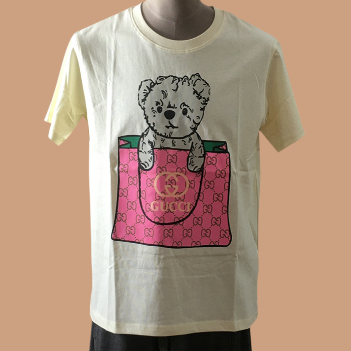 グッチ  ユニセックス クルーネック アイボリー 半袖Tシャツ - 