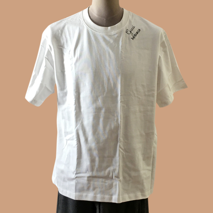 バレンシアガ&グッチ ユニセックス クルーネック ホワイト 半袖Tシャツ - 