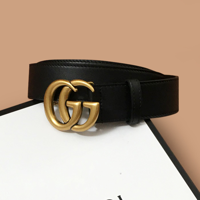 グッチ メンズ レザー コンスタンス ベルト (ブラック)
