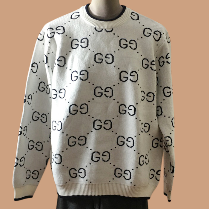 グッチメンズ LOGO  カシミア ニット ホワイト