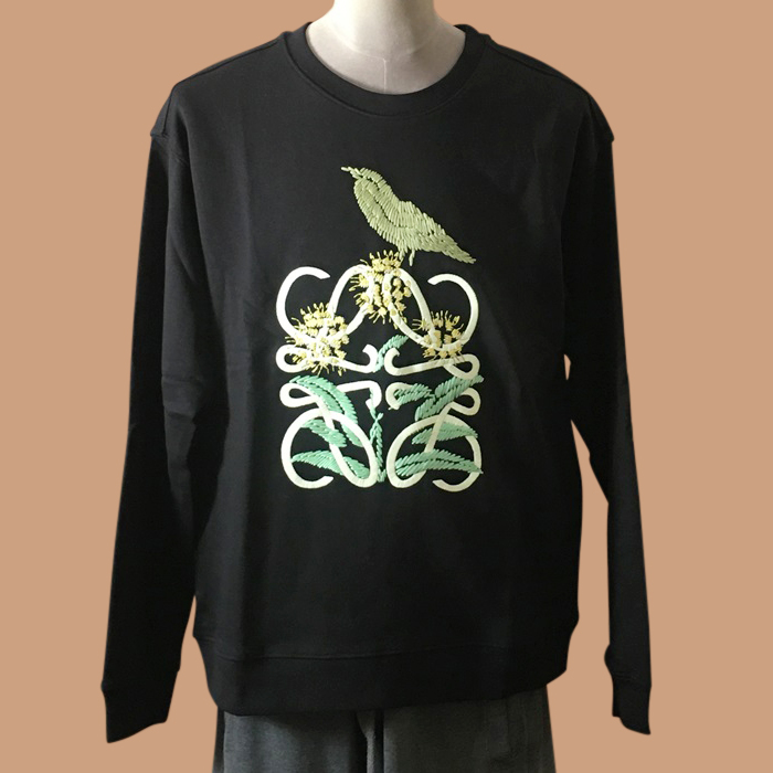 ロエベ ユニセックス クルーネック ブラック 長袖Tシャツ - 