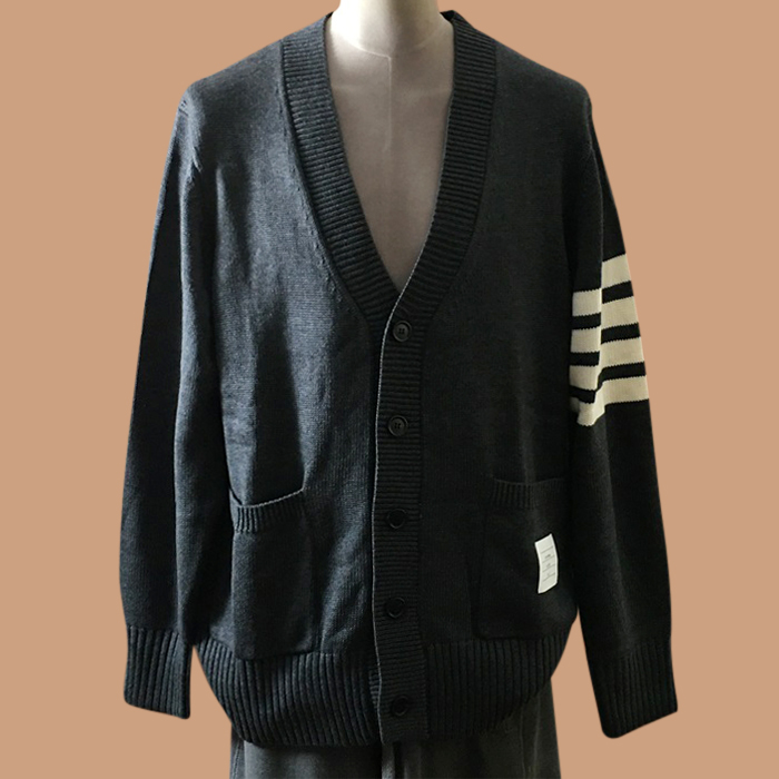 トムブラウン メンズ Vネック ネイビー カーディガン -  - thom0607x