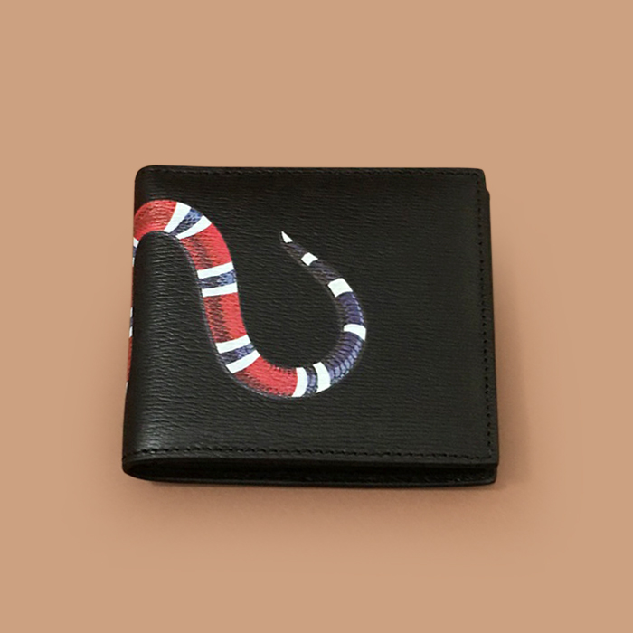 グッチユニセックスレザー二つ折り財布 Size(11cm).ブラック