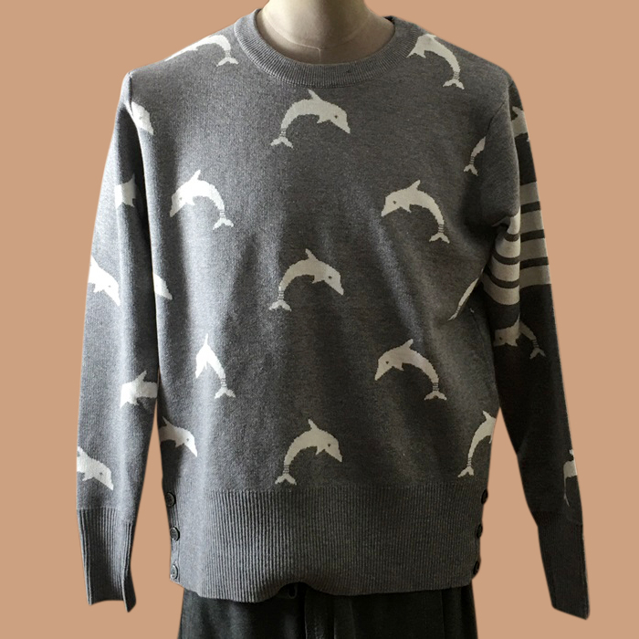  - トムブラウンレディース ストラップ クルーネック ウール セーター Thom0551x.Size(s - xl).グレー