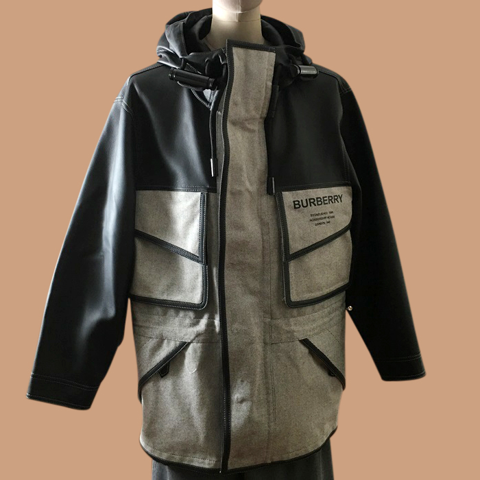 バーバリー メンズ ブラック レザーコート -  - bur04499x