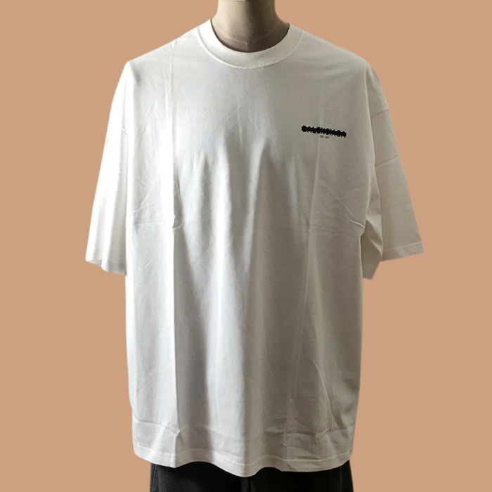 バレンシアガ メンズ クルーネック ホワイト 半袖Tシャツ - White  - bal01490x