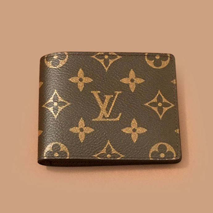 ルイヴィトンメンズレザー二つ折り財布 ブラウン