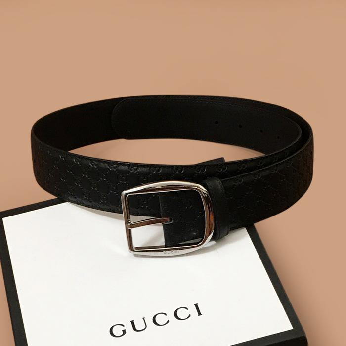 グッチ メンズ レザー コンスタンス ベルト (ブラック)