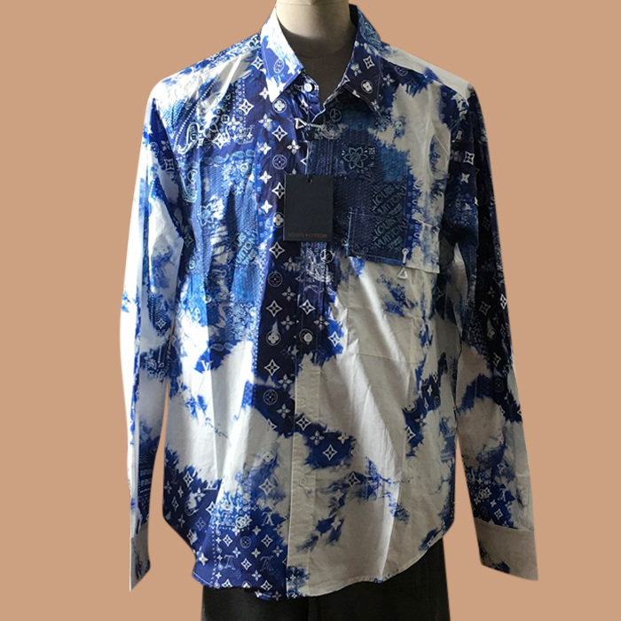 ルイヴィトン メンズ イニシャル ブルー シャツ -lou05262x