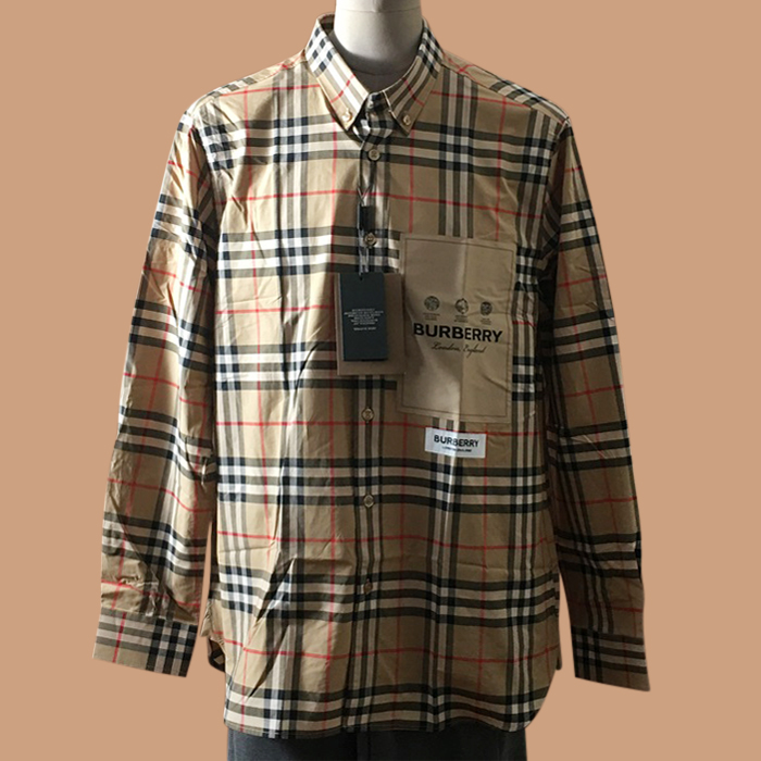 バーバリー メンズ クラシック キャメル シャツ - Camel  - bur04470x