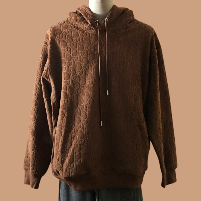 ディオール メンズ ベーシック ブラウン フーディーTシャツ - Brown  - dio02135x