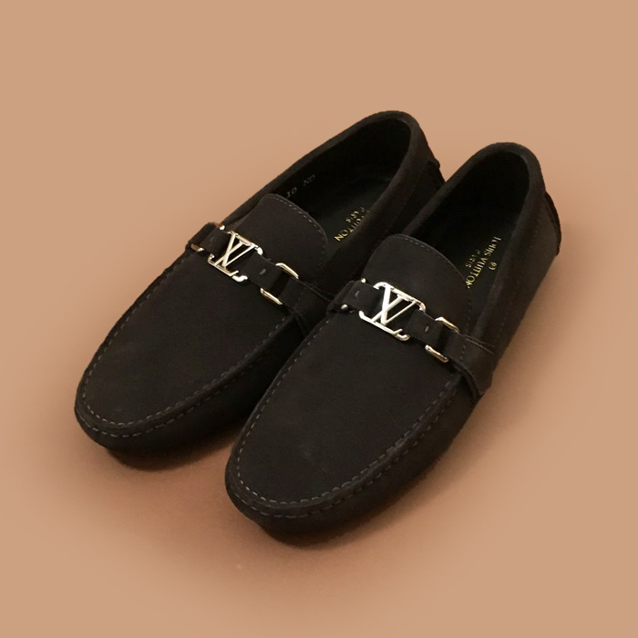 ルイヴィトンメンズ レザーローファーブラウン