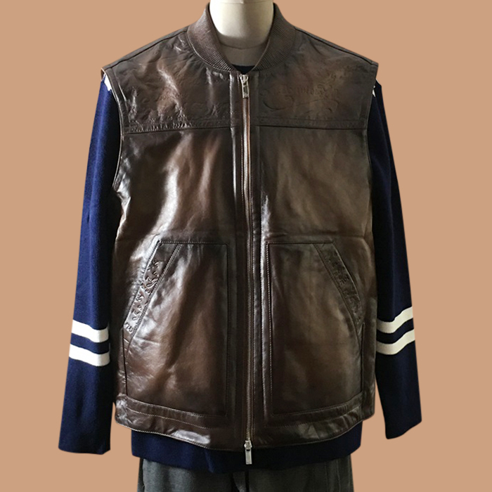 ベルルッティ メンズ ブラウン レザー ベスト - Brown Best - ber0130x