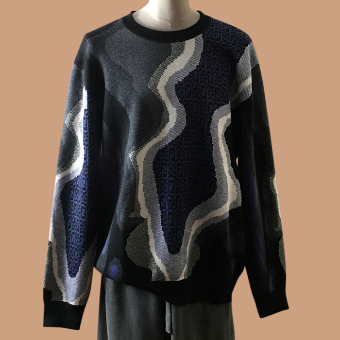 フェンディ メンズ グレー クルーネック ニット - Gray  - fe03x