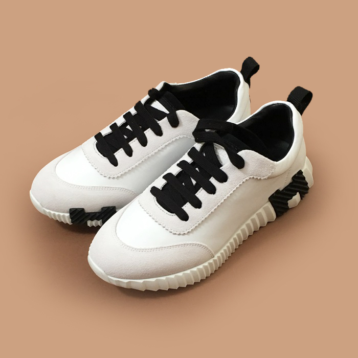 エルメス メンズ クラシック ホワイト スニーカー - 