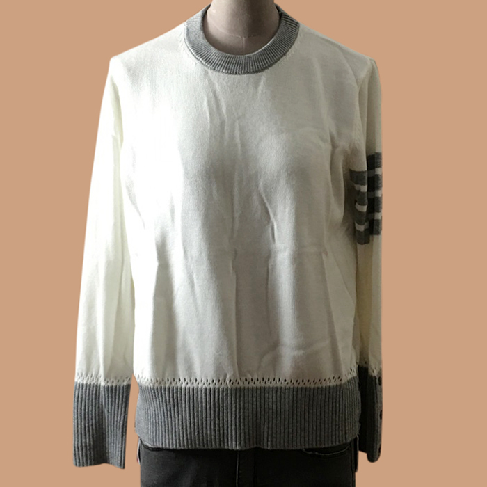 トムブラウン レディース クルーネック ホワイト ニット -  White Knit - thom0591x