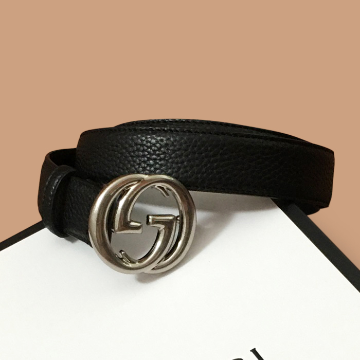 グッチ メンズ レザー コンスタンス ベルト (ブラック)