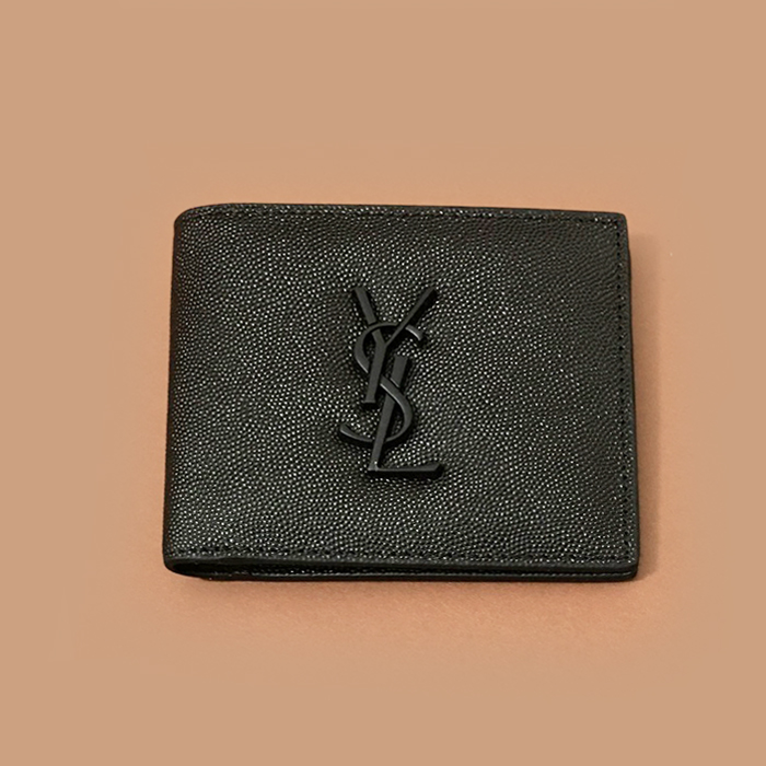 ,453276- サンローランユニセックスレザー二つ折り財布 SLW0064,ブラック