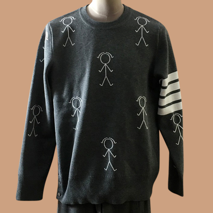 トムブラウン メンズ カジュアル グレー ニット - Gray Knit - thom0593x