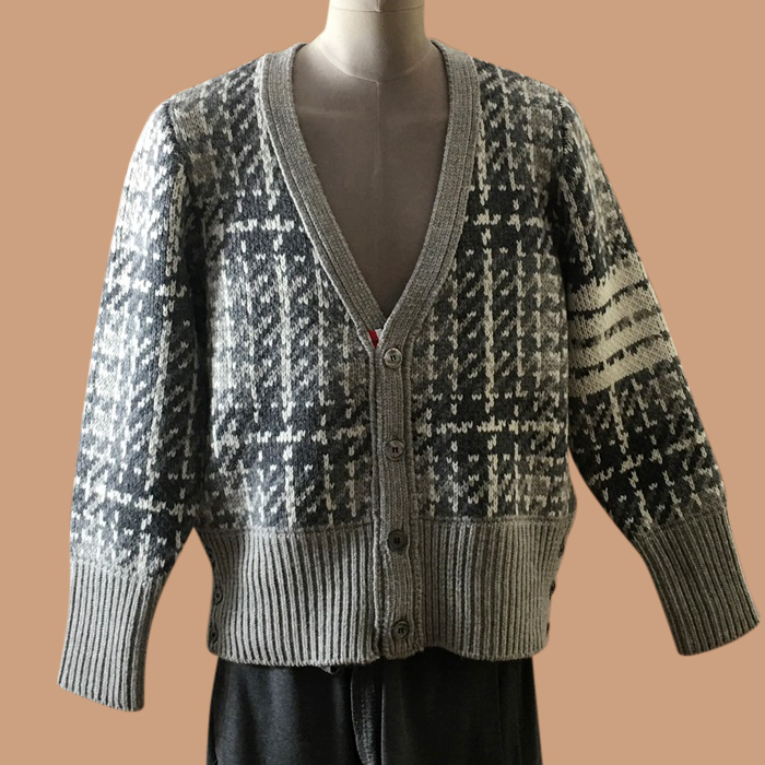 Strap   Gray - トムブラウンユニセックス ストラップ Vネック カーディガン Thom01489x Size グレー