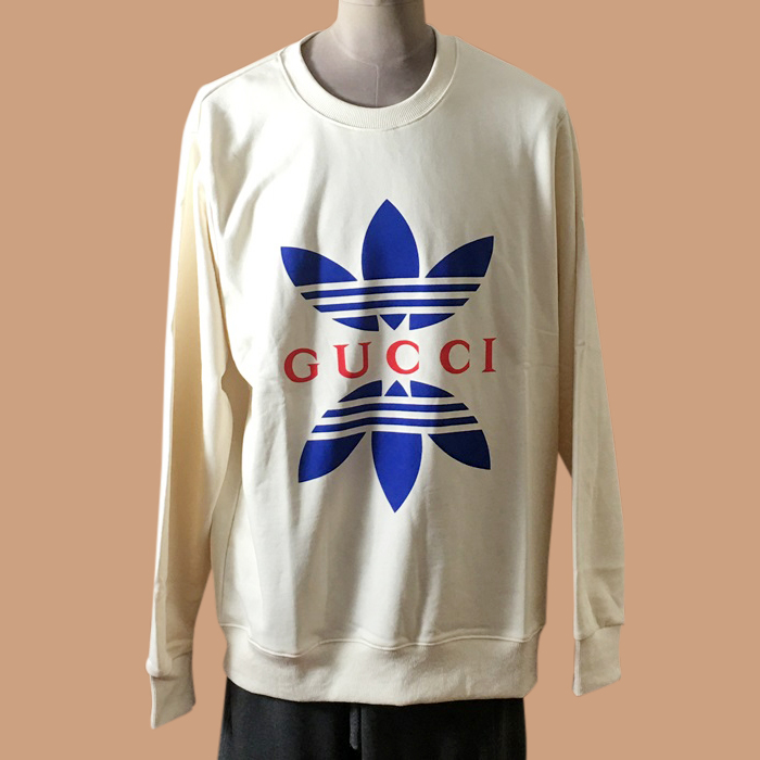 グッチ&アディダス ユニセックス クルーネック ホワイト スウェット - 
