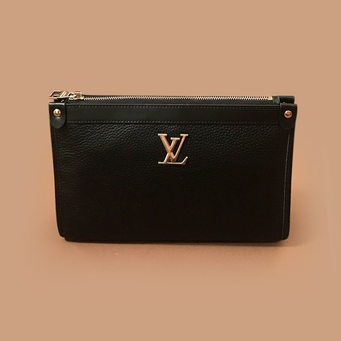  29cm,LOUB2425 - ルイヴィトンメンズレザークラッチバッグ,29cm,ブラック