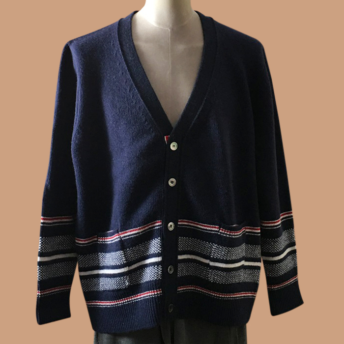 Strap   - トムブラウンユニセックス ストラップ Vネック カーディガン Thom01354x Size ネイビー