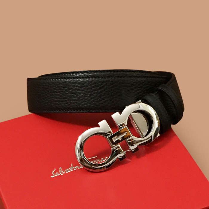 フェラガモ メンズ レザー コンスタンス ベルト (ブラック)