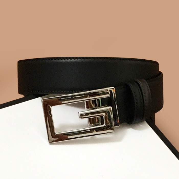 グッチ メンズ レザー コンスタンス ベルト (ブラック)