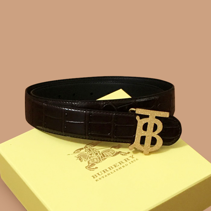 バーバリー メンズ レザー コンスタンス ベルト (ブラック)