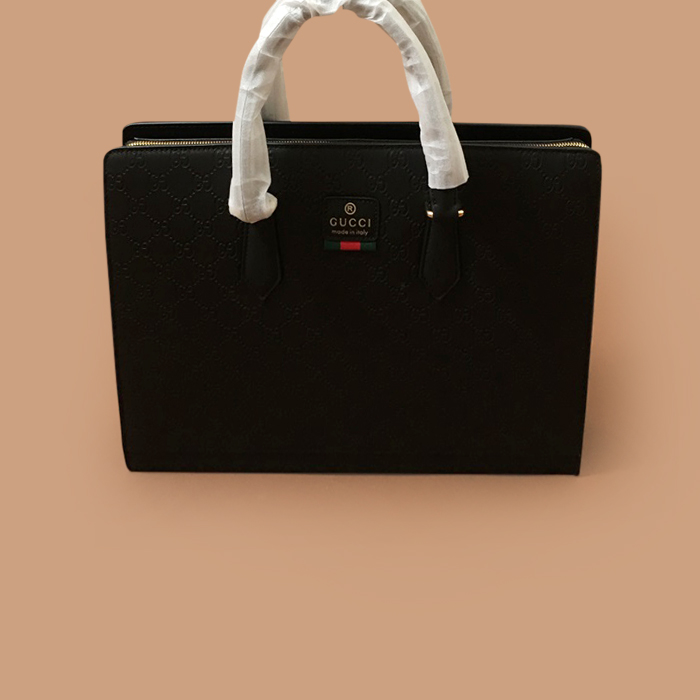   ,グッチ 2020レザーメンズ ブリーフケース,39cm,ブラック