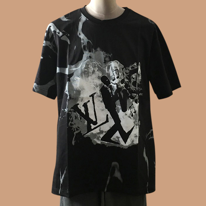 ルイヴィトン メンズ ブラック クルーネック 半袖Tシャツ -  - lou05108x