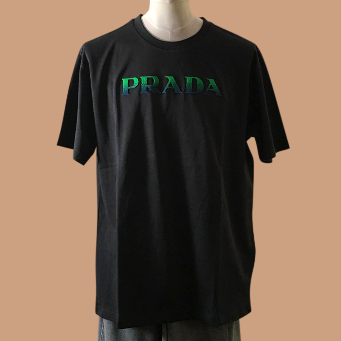 プラダ メンズ クルーネック ブラック 半袖Tシャツ -  - Pra02740x