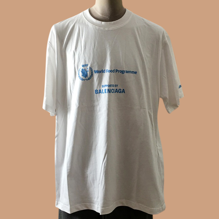 バレンシアガ メンズ クルーネック ホワイト 半袖Tシャツ - White 