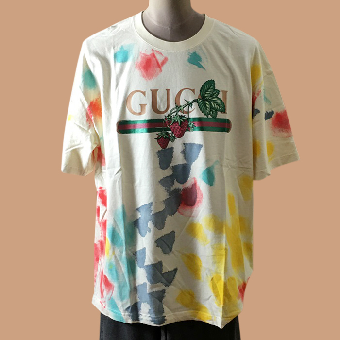 グッチ ユニセックス ホワイト クルーネック 半袖Tシャツ -White 