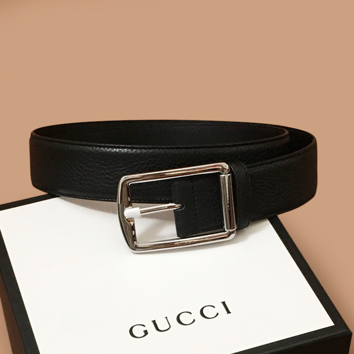  Belt,3.8cm - グッチメンズレザーベルト,3.8cm, ブラック